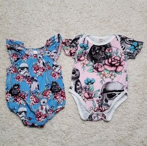 Babygirl Starwars rompers, 6-9 months